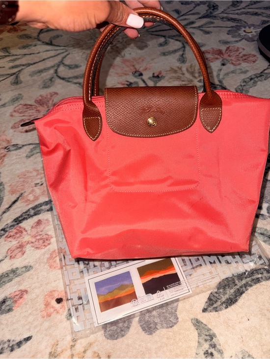 Longchamp Handbags - Longchamp Coral Nylon Tote with Brown Leather Trim